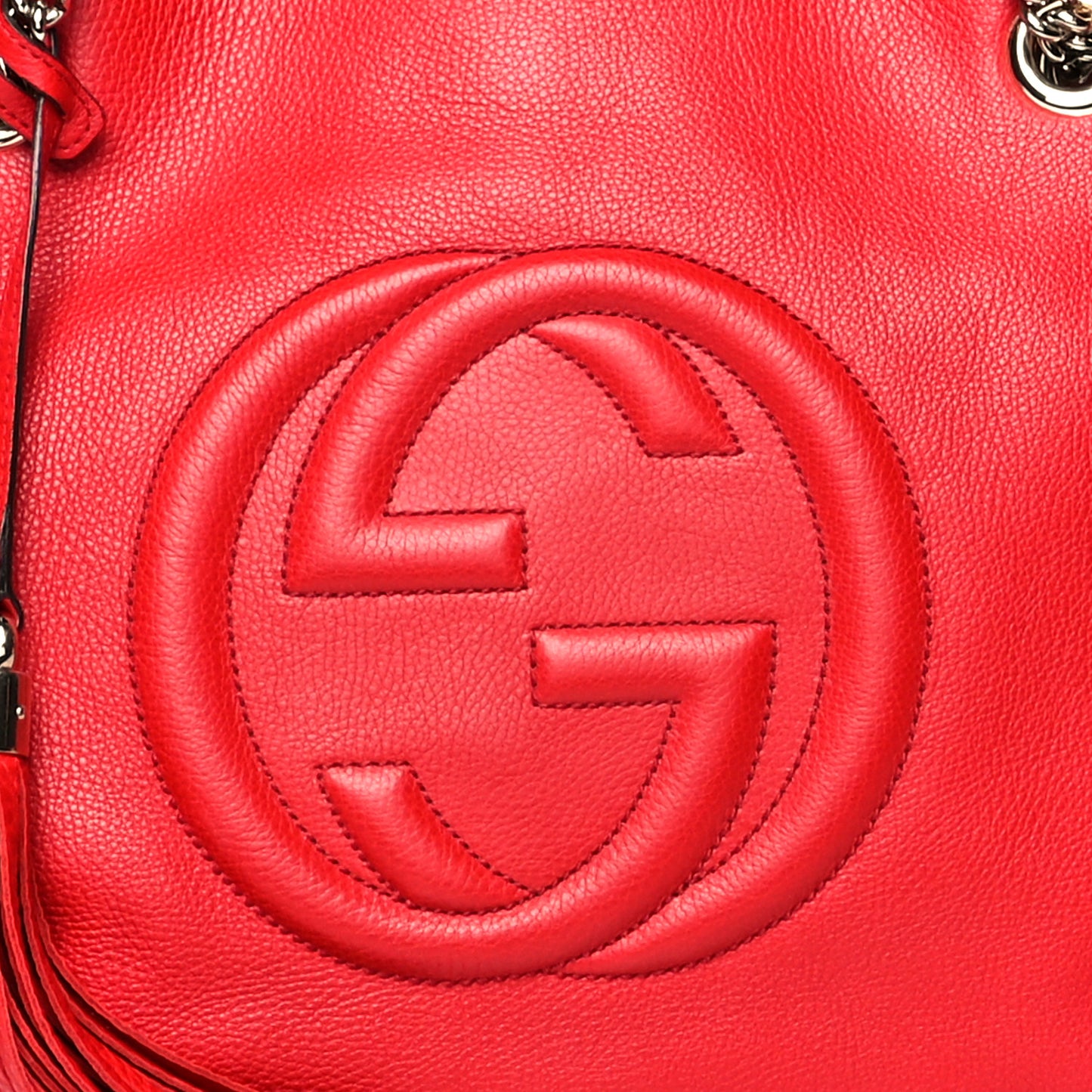 Pebbled Calfskin Medium Soho Chain Shoulder Bag Tabasco Red