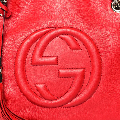 Gucci Pebbled Calfskin Medium Soho Chain Shoulder Bag Tabasco Red 8 of 10