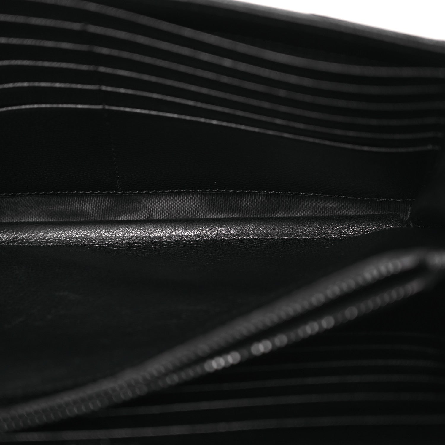 Saint Laurent Grain De Poudre Matelasse Chevron Monogram Monochrome Envelope Chain Wallet Black 7 of 15
