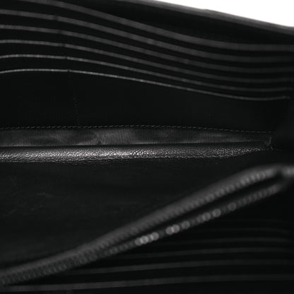Saint Laurent Grain De Poudre Matelasse Chevron Monogram Monochrome Envelope Chain Wallet Black 7 of 15