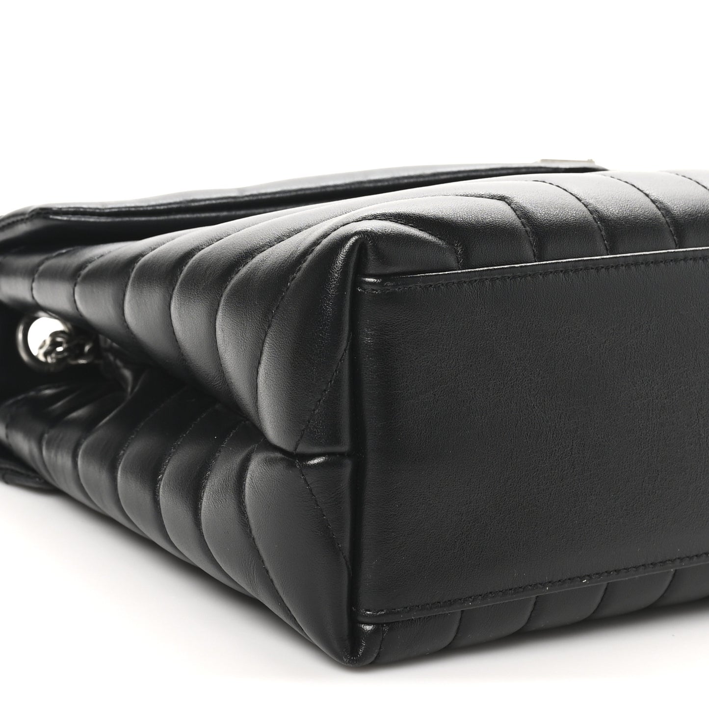 Calfskin Y Quilted Monogram Medium Loulou Chain Satchel Black