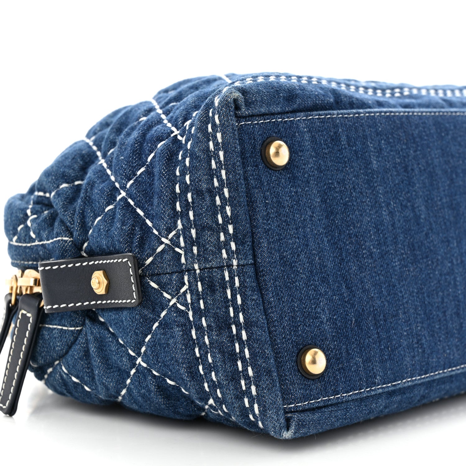 Chanel Denim Quilted CC Denim Trip Bowling Bag Blue 9 of 11