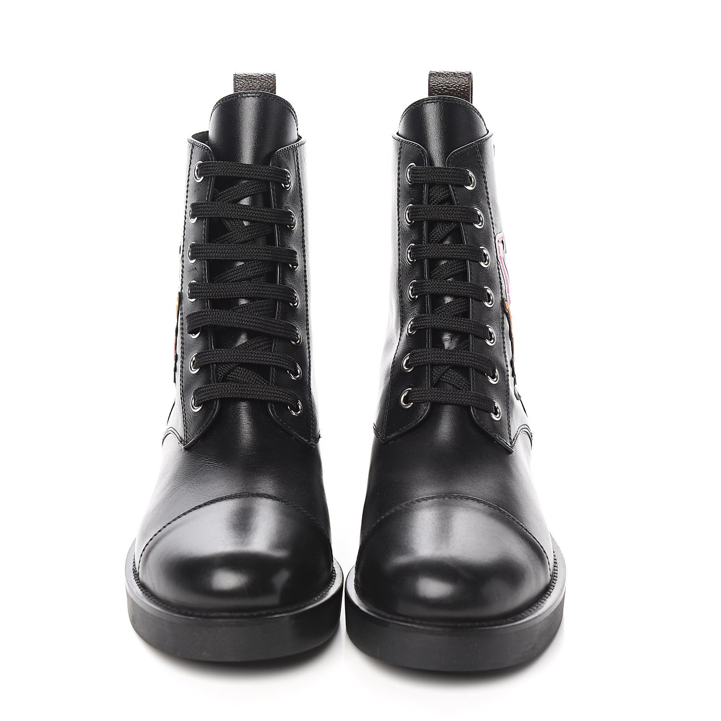 Calfskin LV Black Heart Flat Ranger Boots 37.5 Black