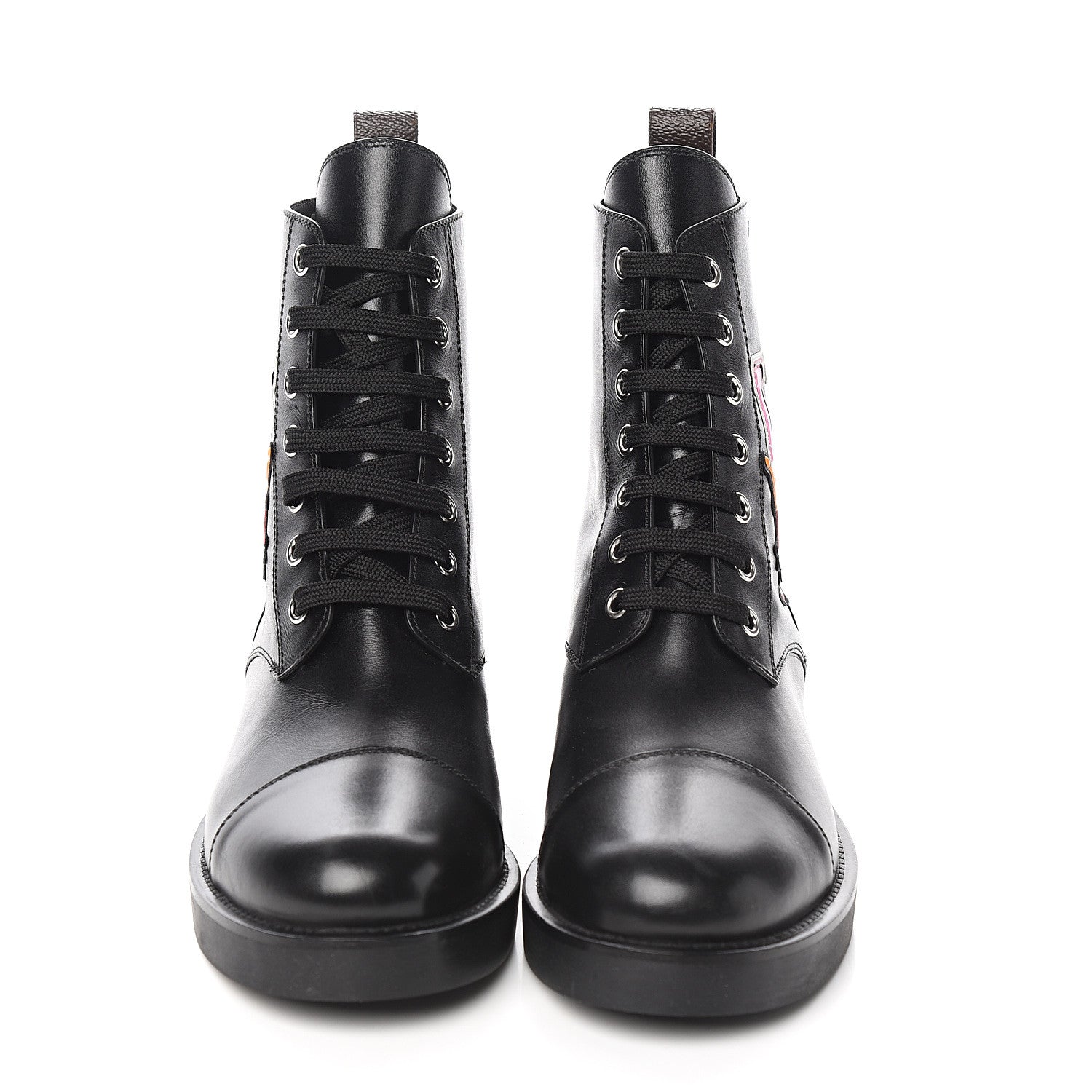 Louis Vuitton Calfskin LV Black Heart Flat Ranger Boots 37.5 Black 2 of 8