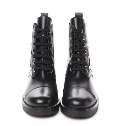 Louis Vuitton Calfskin LV Black Heart Flat Ranger Boots 37.5 Black 2 of 8