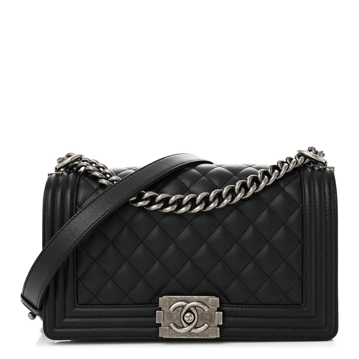 Caviar Quilted Medium Boy Flap Black
