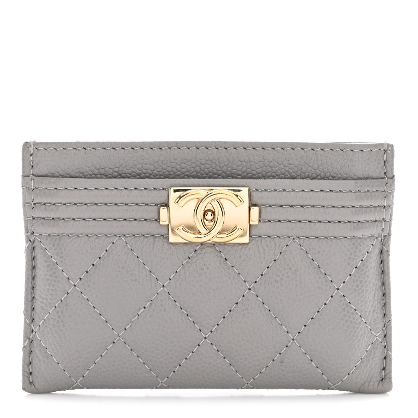 Caviar Quilted Boy Card Holder Grey Grey