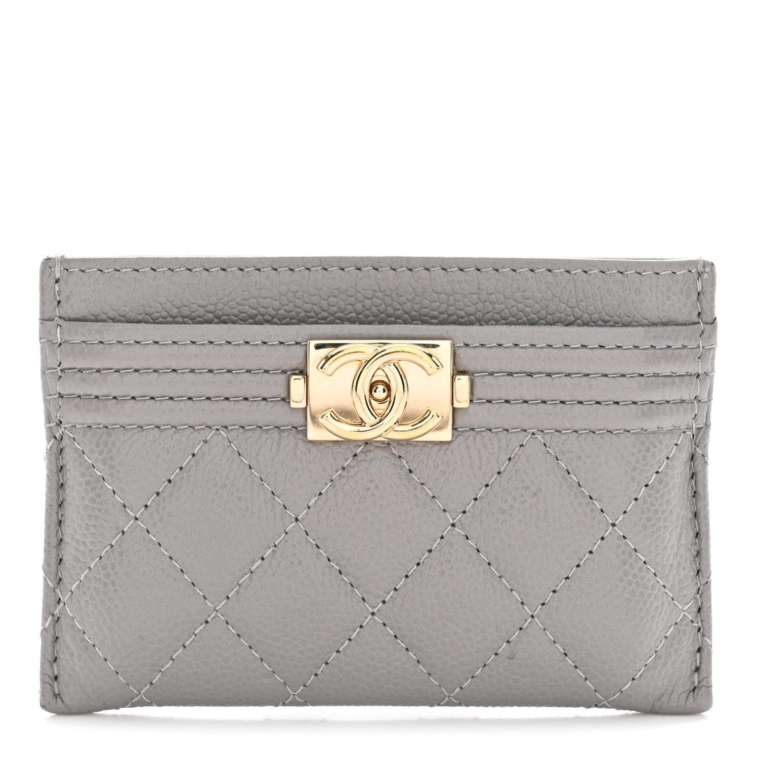 Chanel Caviar Quilted Boy Card Holder Grey Grey 1 of 9