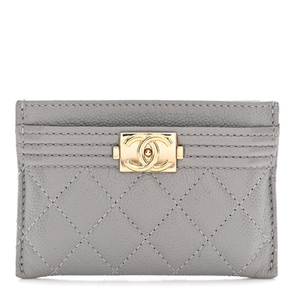 Chanel Caviar Quilted Boy Card Holder Grey Grey 1 of 9