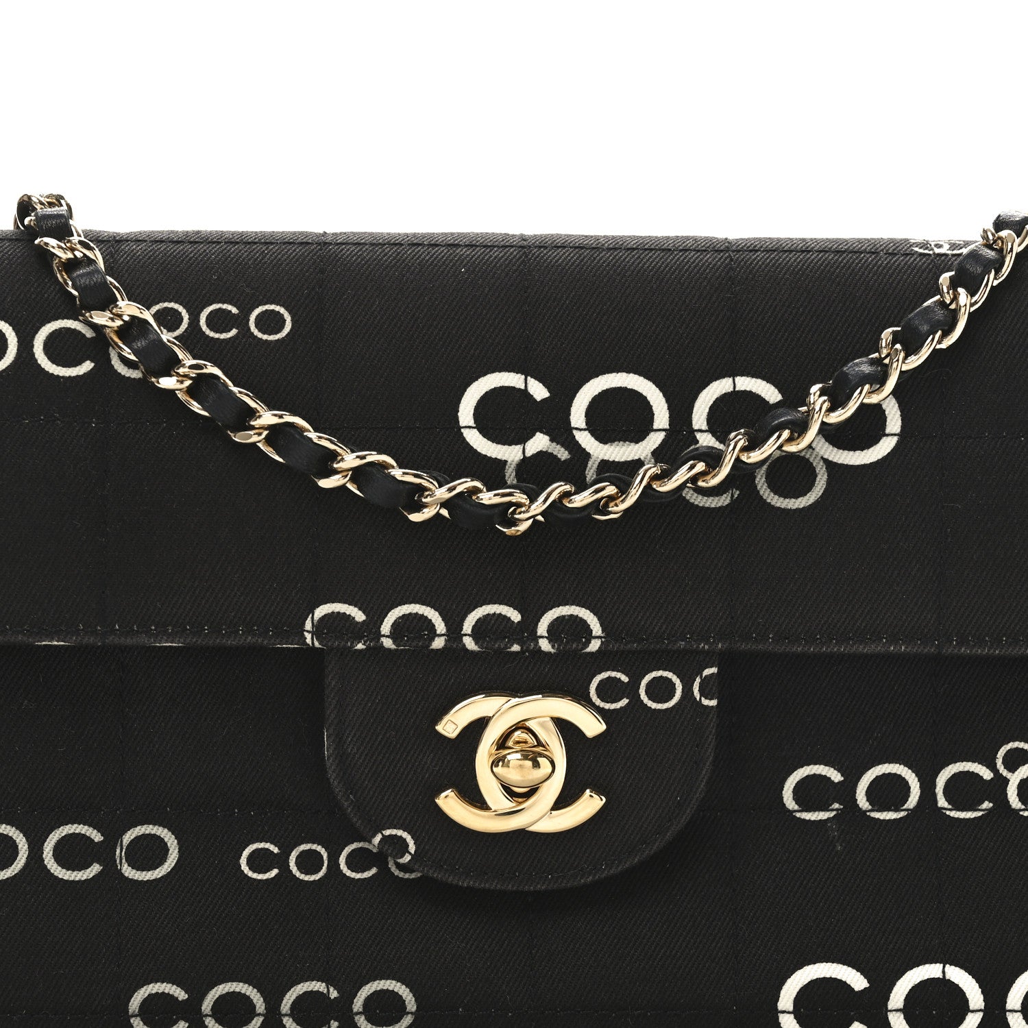 Chanel Canvas Chocolate Bar Quilted Coco East West Flap Black 8 of 10