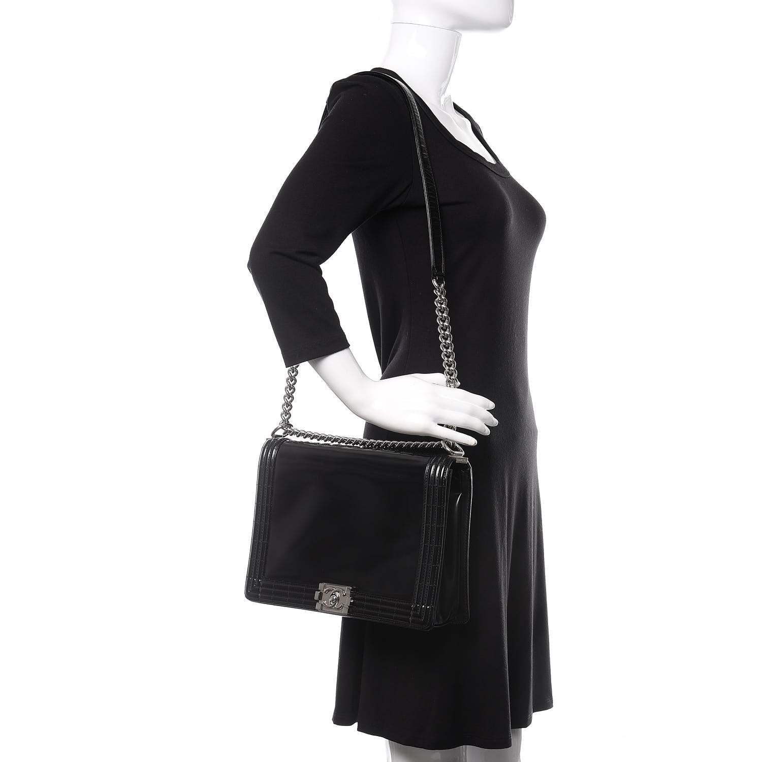 Chanel Glazed Calfskin Large Boy Flap Black 2 of 12