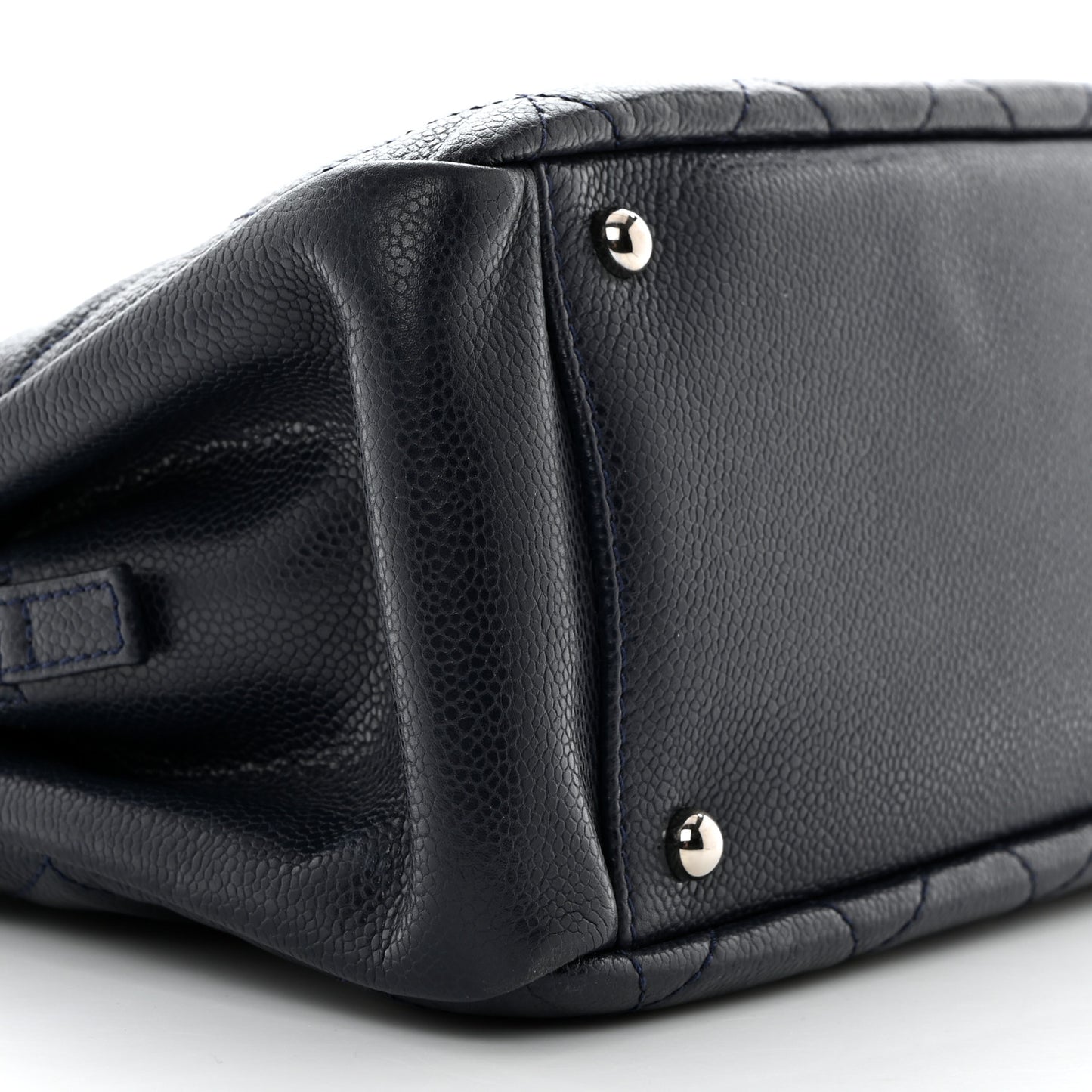 Caviar Quilted Timeless CC Soft Tote Navy Blue