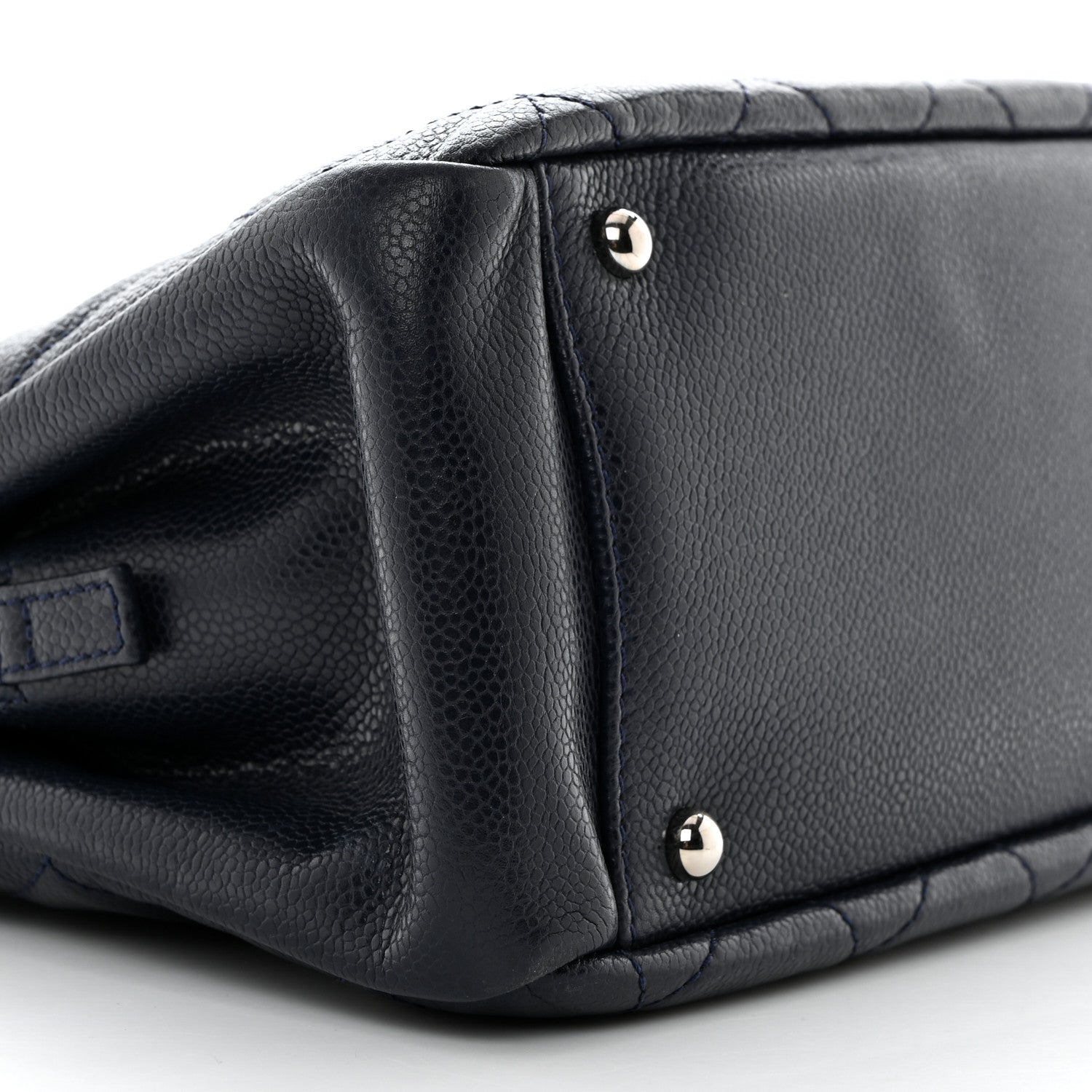 Chanel Caviar Quilted Timeless CC Soft Tote Navy Blue 9 of 10