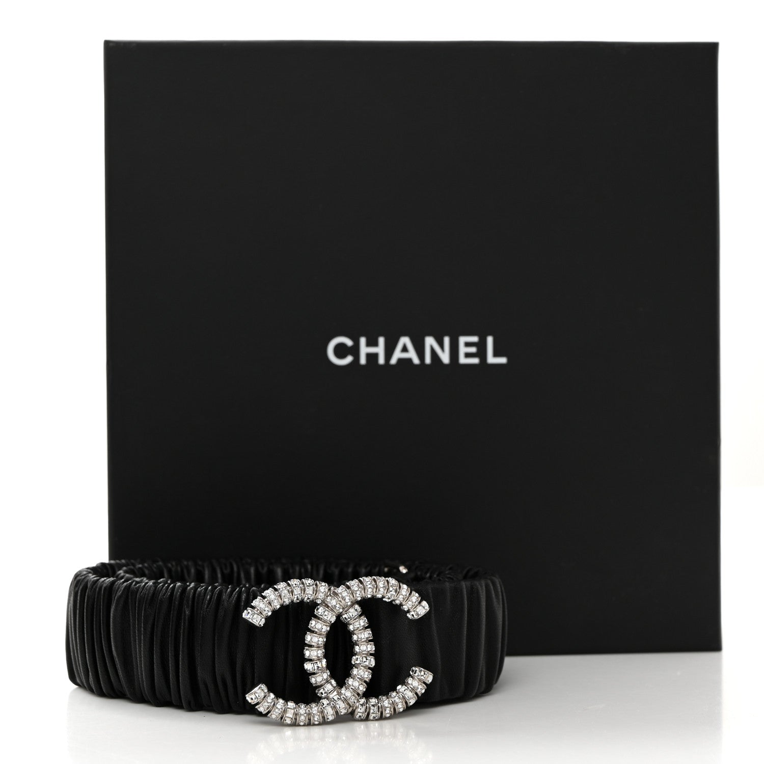 Chanel Calfskin Crystal CC Belt 70 28 Black 5 of 5