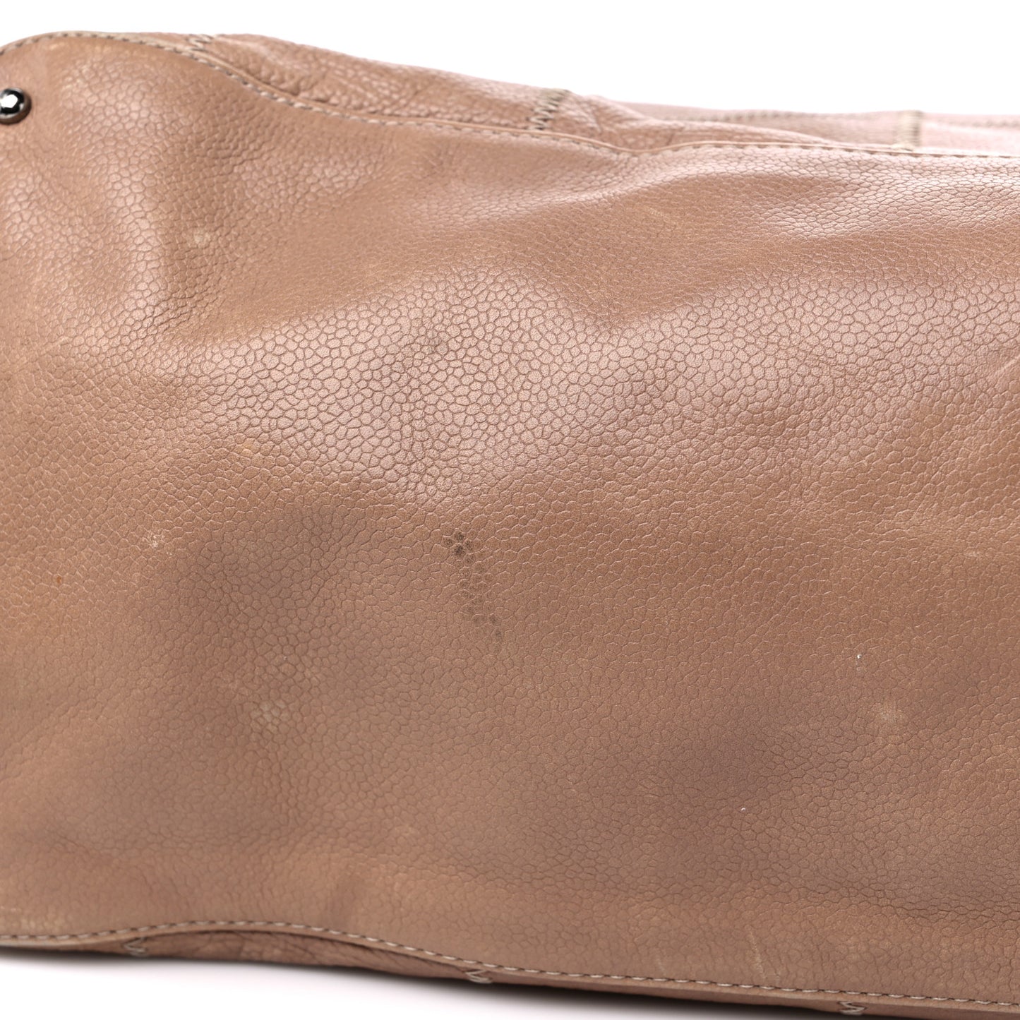 Calfskin Square Stitched Tassel Hobo Beige