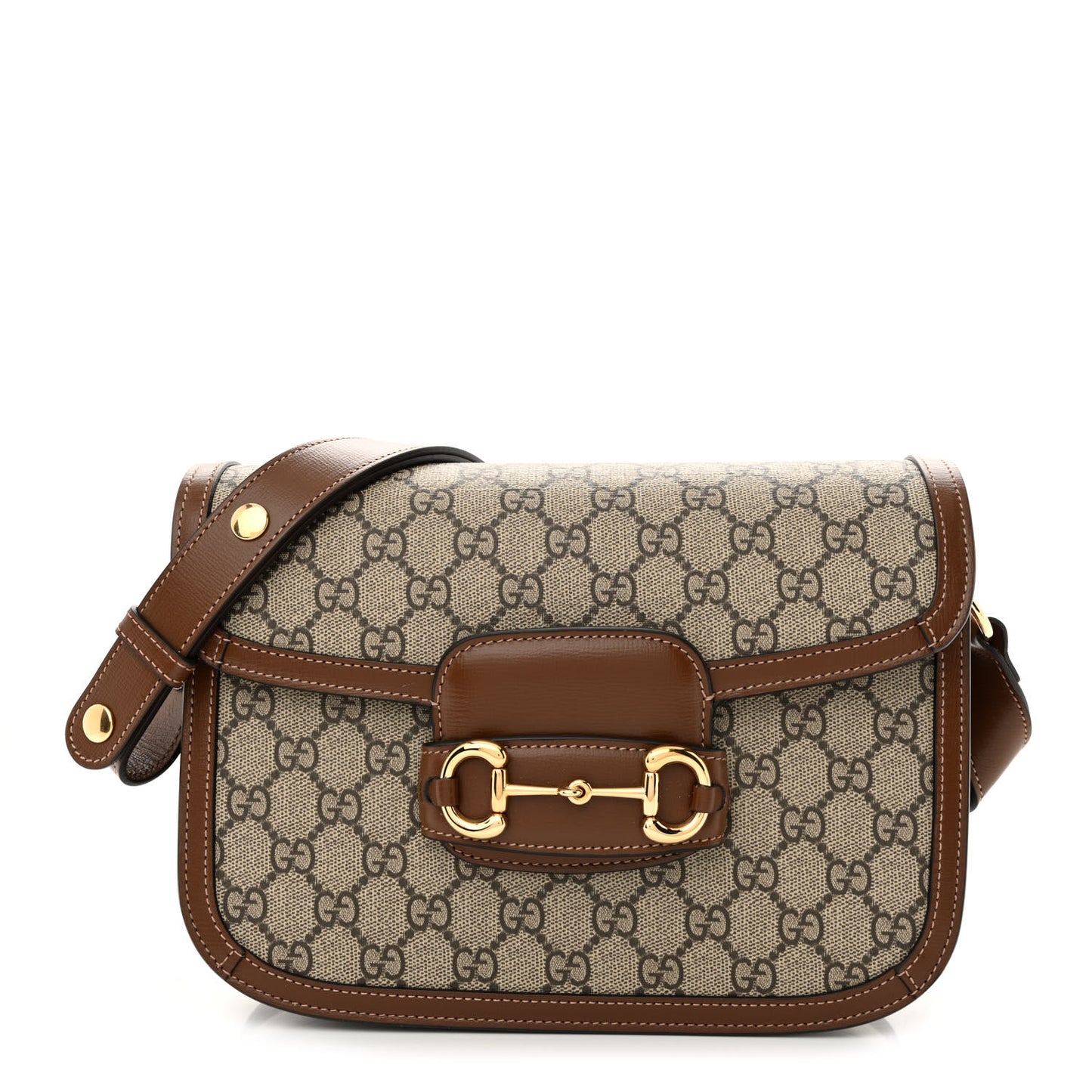 GG Supreme Monogram Horsebit 1955 Shoulder Bag Beige Brown Sugar