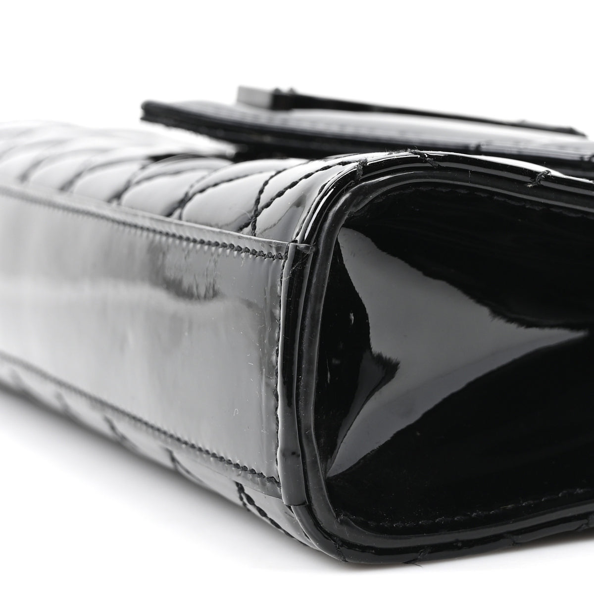 Saint Laurent Patent Mixed Matelasse Triquilt Small Monogram Satchel Black 10 of 11