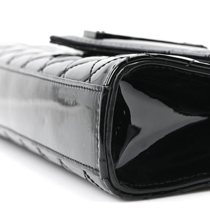 Saint Laurent Patent Mixed Matelasse Triquilt Small Monogram Satchel Black 10 of 11