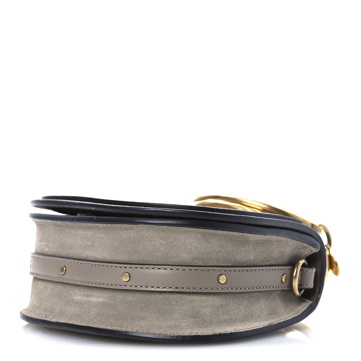 Calfskin Suede Small Nile Bracelet Bag Motty Grey