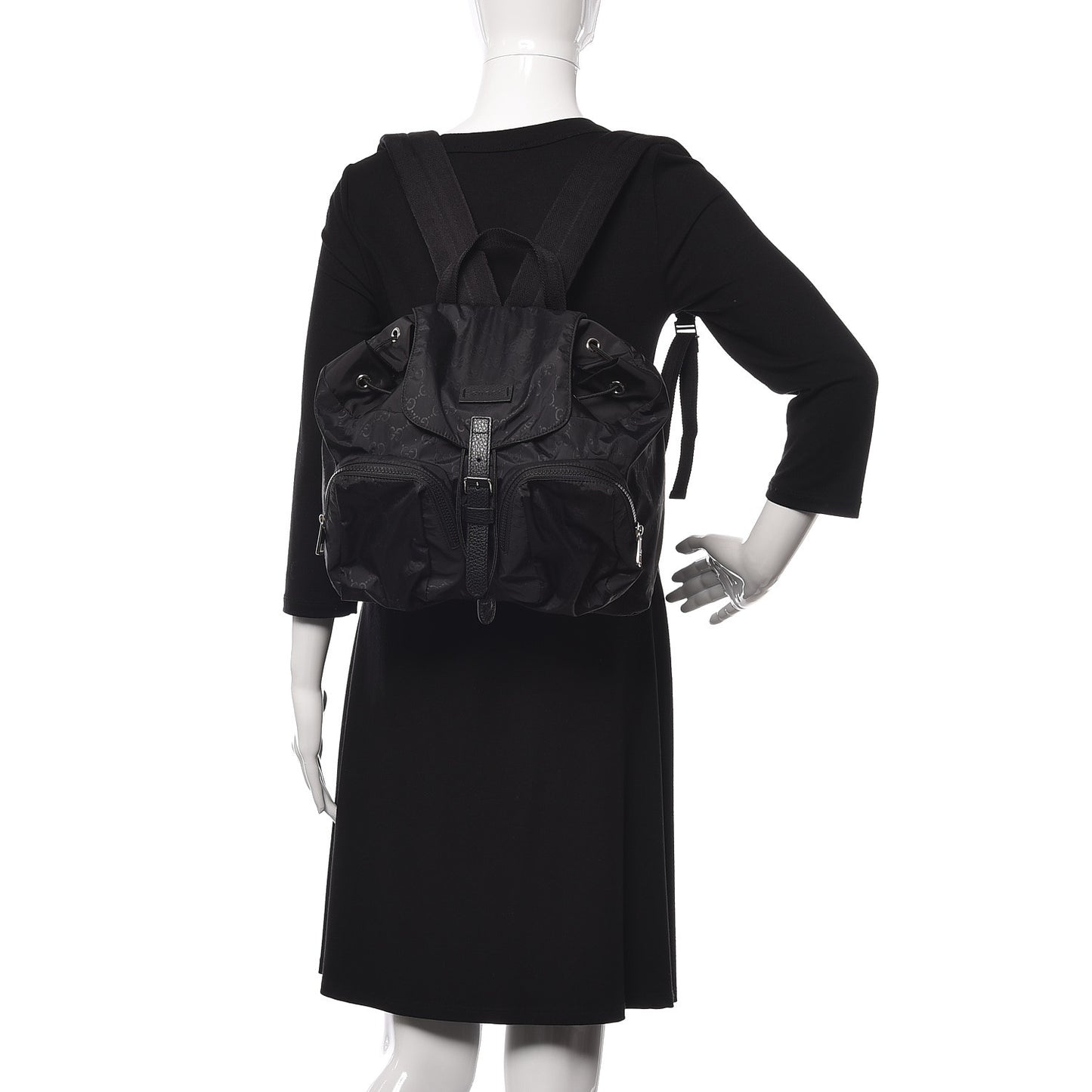 Nylon Monogram Small Single Buckle Backpack Black