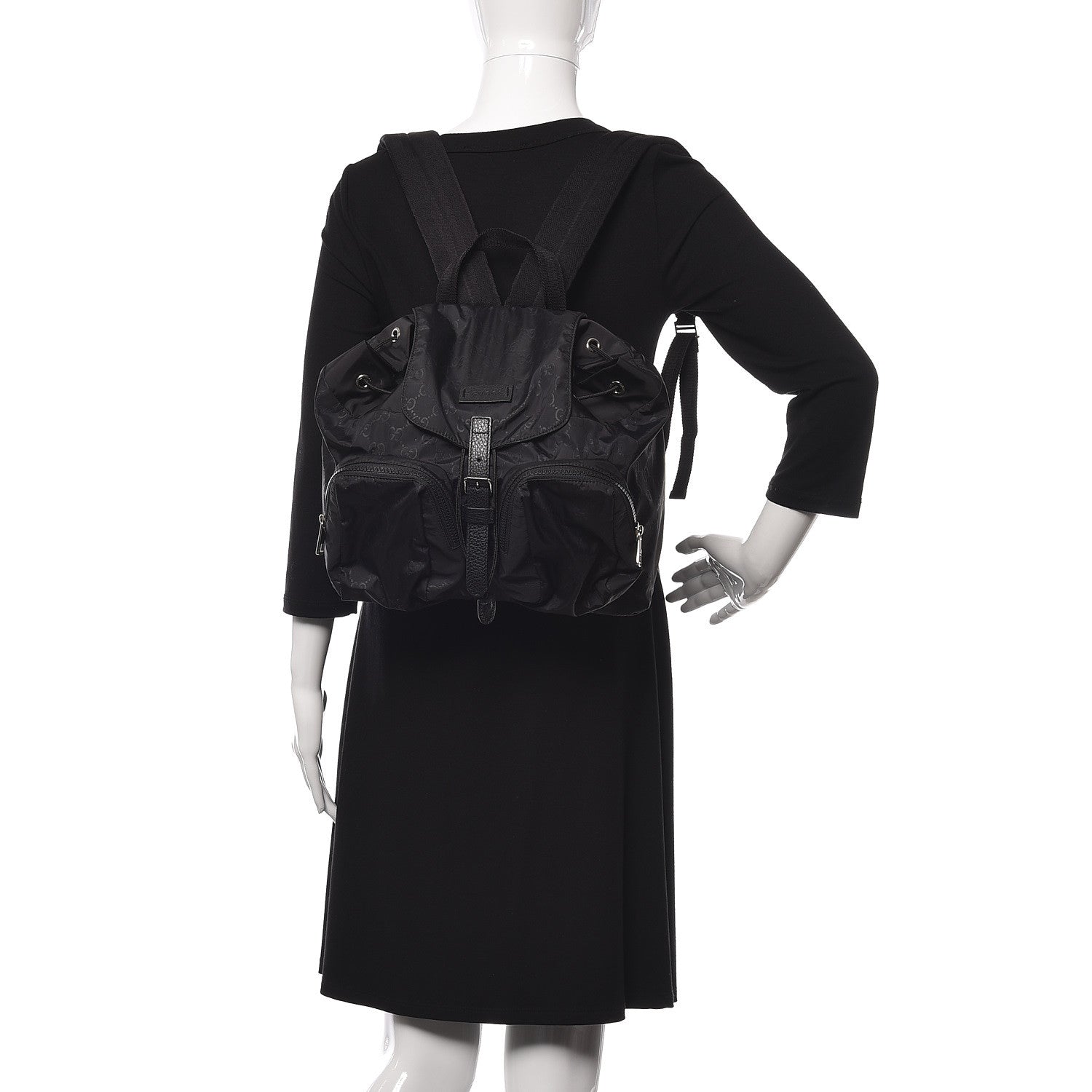 Gucci Nylon Monogram Small Single Buckle Backpack Black 2 of 10