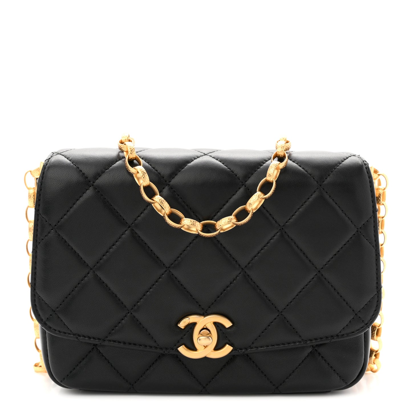 Lambskin Quilted Small CC Coin Flap Bag Black