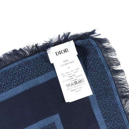 Christian Dior Silk Flowers Square Scarf Navy Blue 3 of 3