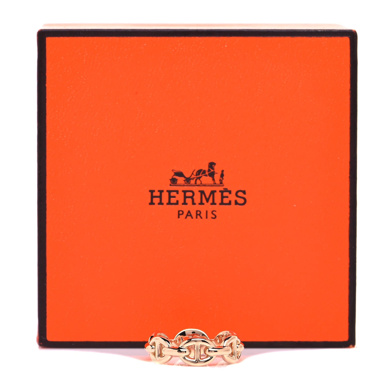 Hermes 18K Rose Gold PM Chaine D'Ancre Enchainee Ring 50 5.25 5 of 5