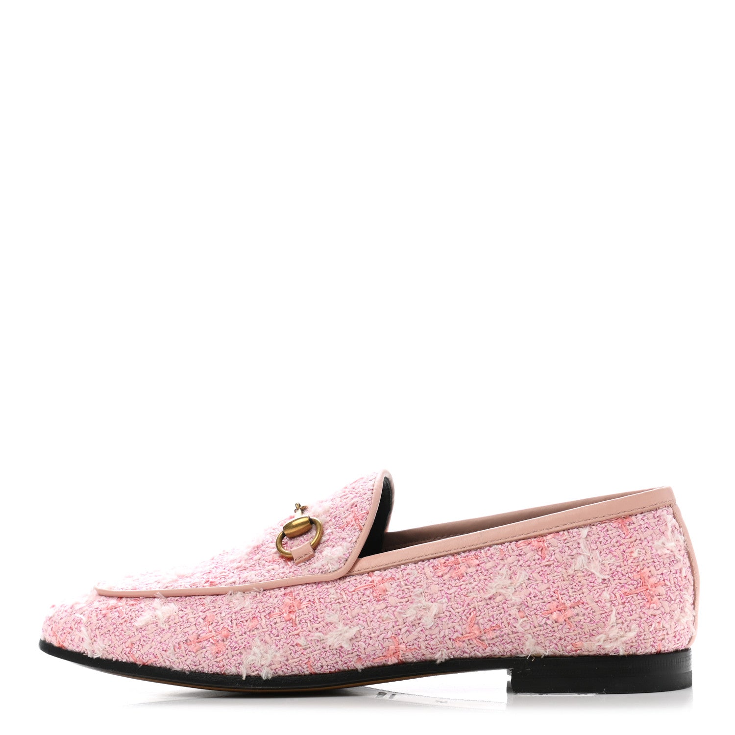 Gucci Wool Tweed Horsebit Womens Jordaan Loafers 36 Pink White Perfect Pink 1 of 11