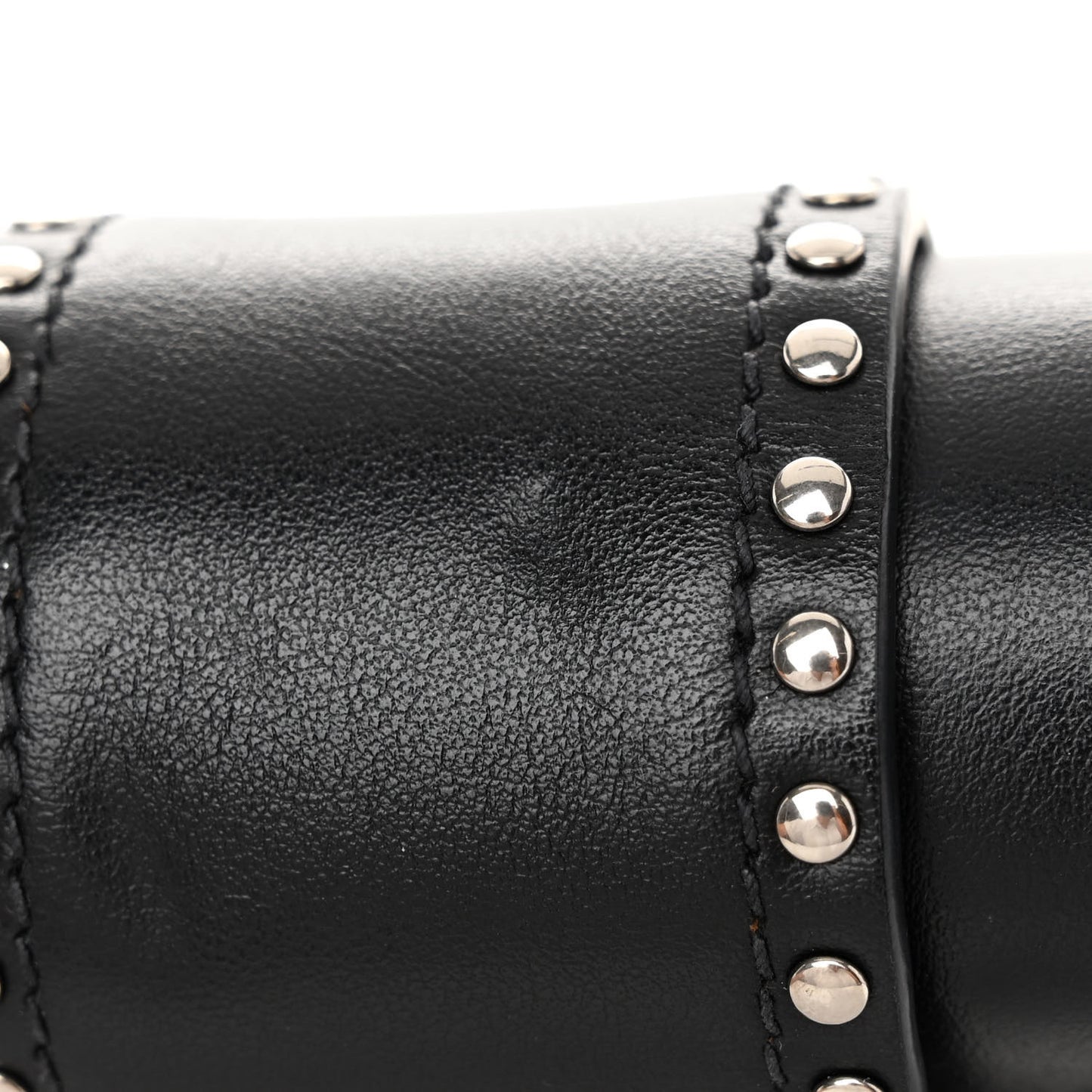 City Calf Studded Folk Cahier Bag Black White