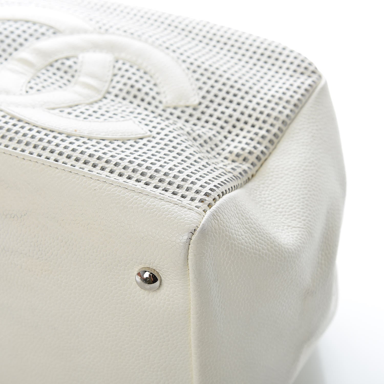 Chanel Caviar Perforated Bowler White 9 of 15