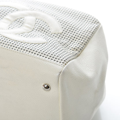 Chanel Caviar Perforated Bowler White 9 of 15