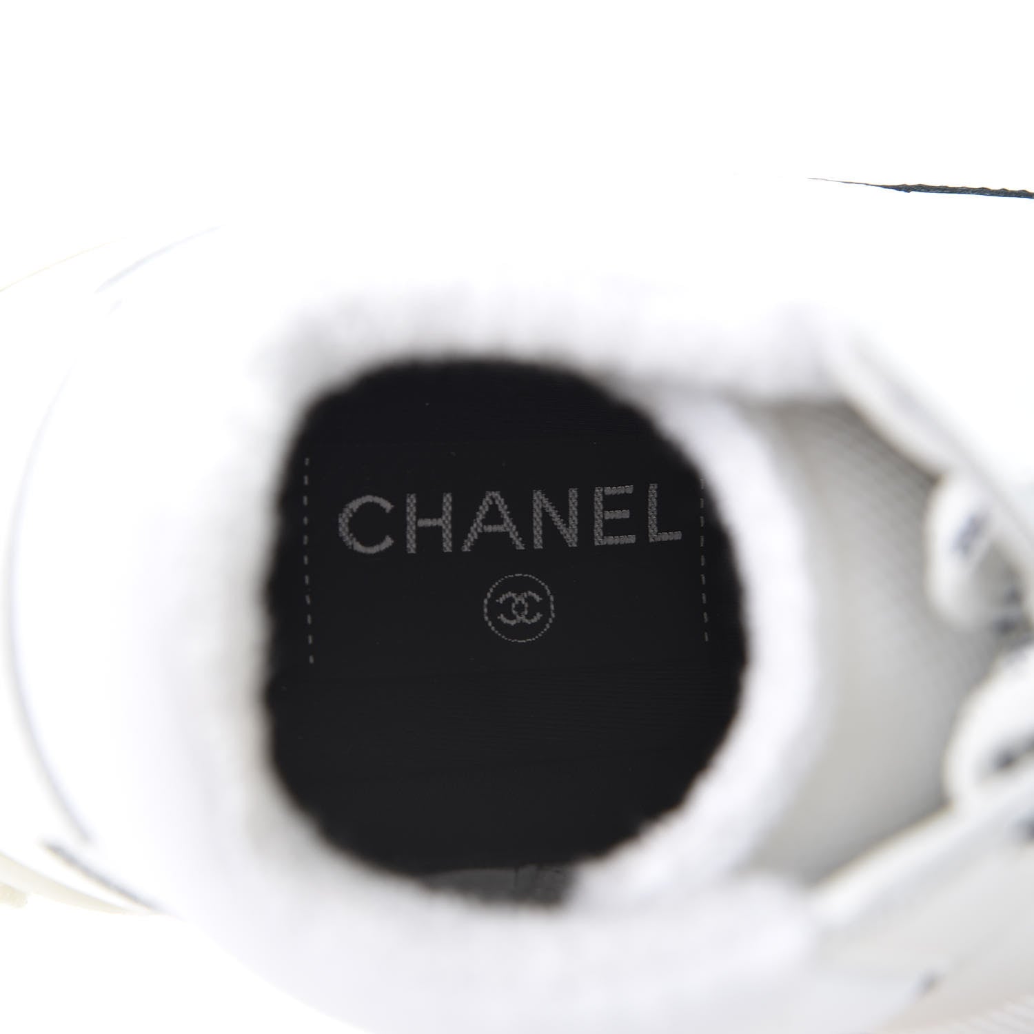 Chanel Calfskin Mesh Lycra Womens Logo High Top Sneakers 38 White 7 of 10