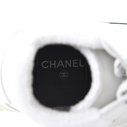 Chanel Calfskin Mesh Lycra Womens Logo High Top Sneakers 38 White 7 of 10