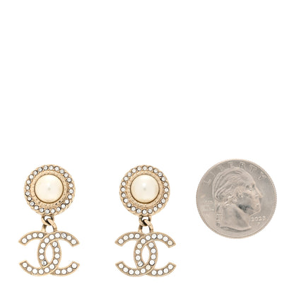 Chanel Crystal Pearl Bow-tiful CC Drop Earrings Gold 2 of 4