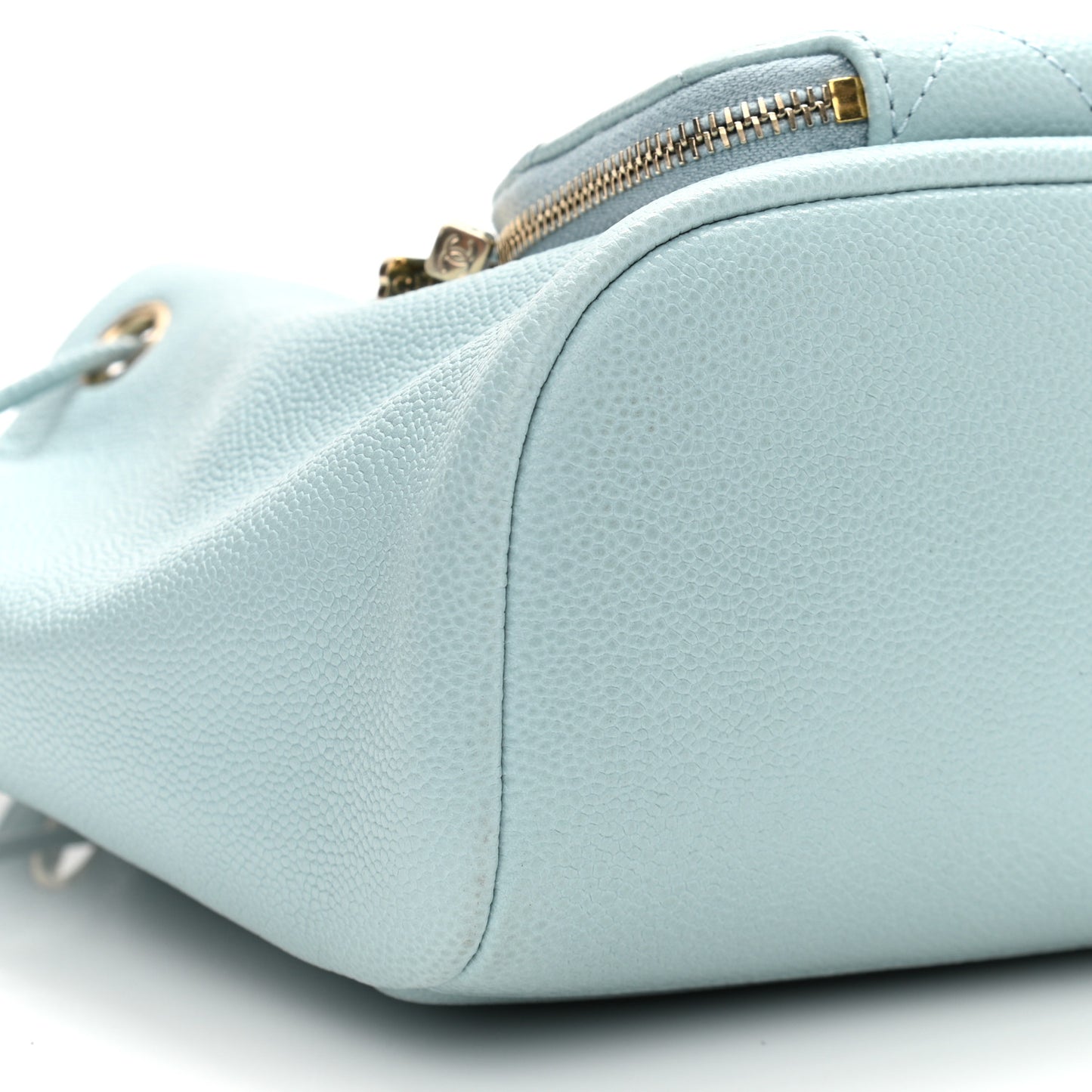 Caviar Quilted Pocket Bucket Bag Light Blue