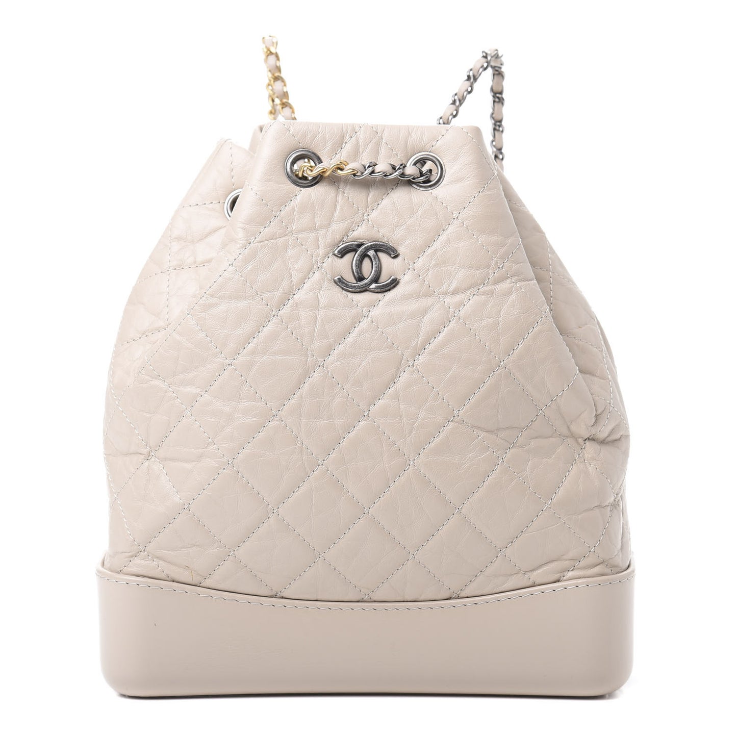 Aged Calfskin Quilted Gabrielle Backpack Beige