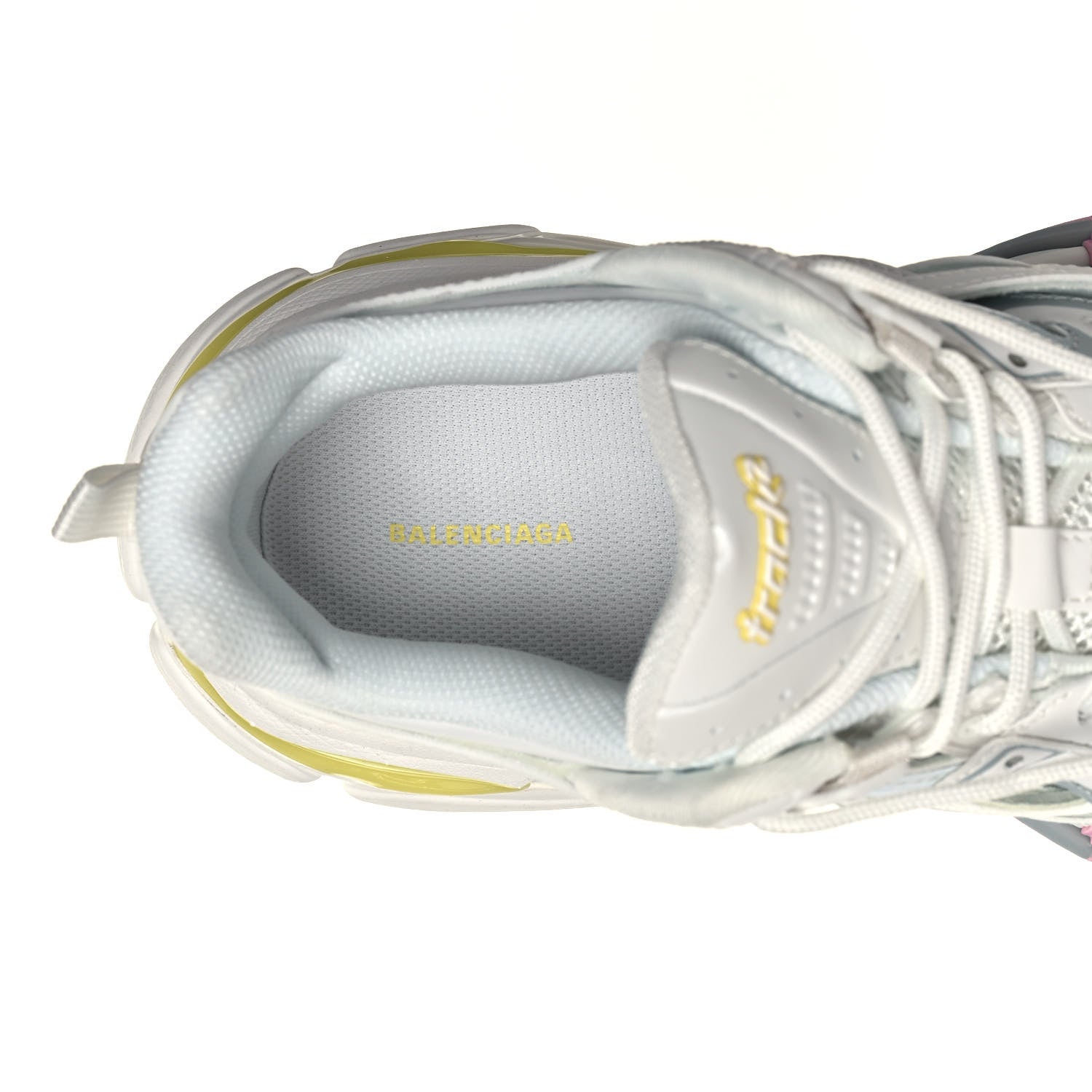 Balenciaga Rubber Mesh Tri-Color Womens Track.2 Open Sneakers 40 Light Yellow Light Pink Light Blue 6 of 8