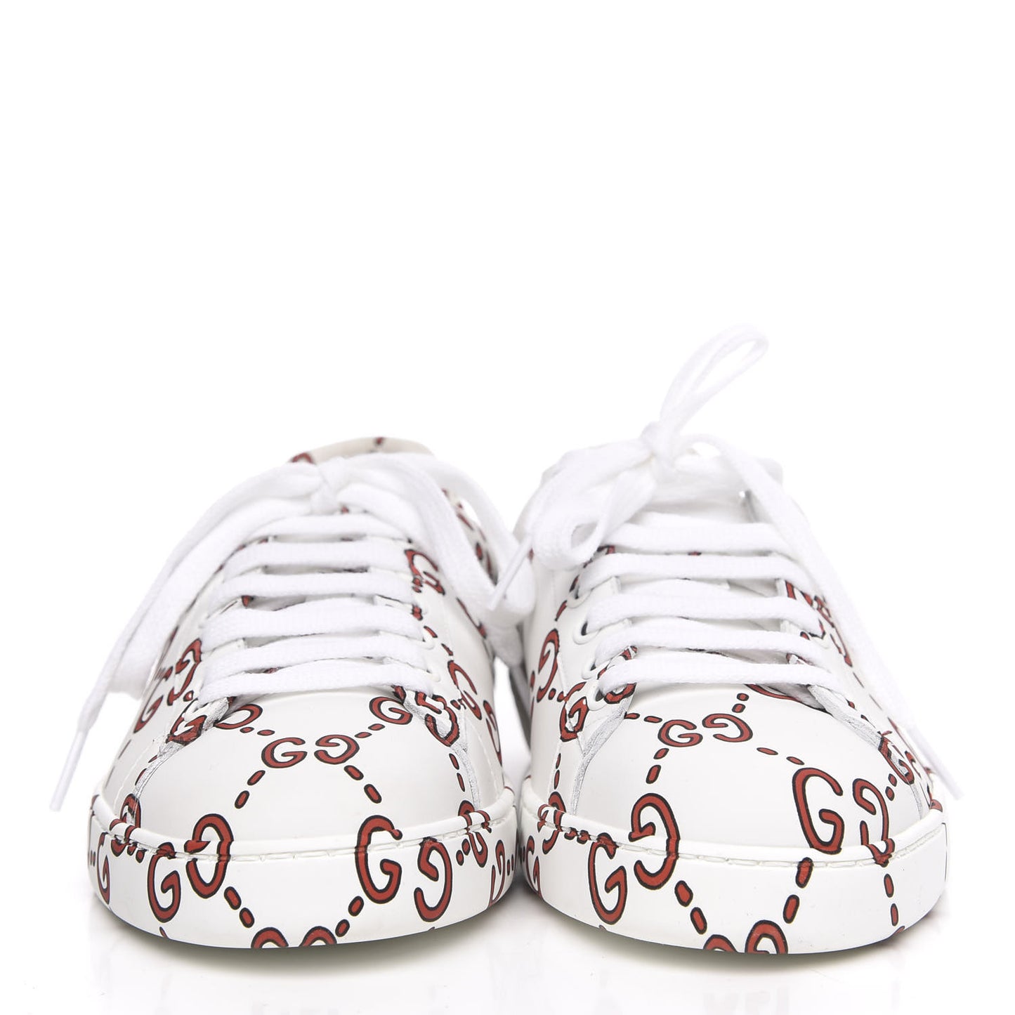 Calfskin GucciGhost Print Mens Ace Sneakers 7 White Hibiscus Red