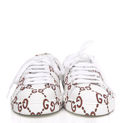Gucci Calfskin GucciGhost Print Mens Ace Sneakers 7 White Hibiscus Red 2 of 9