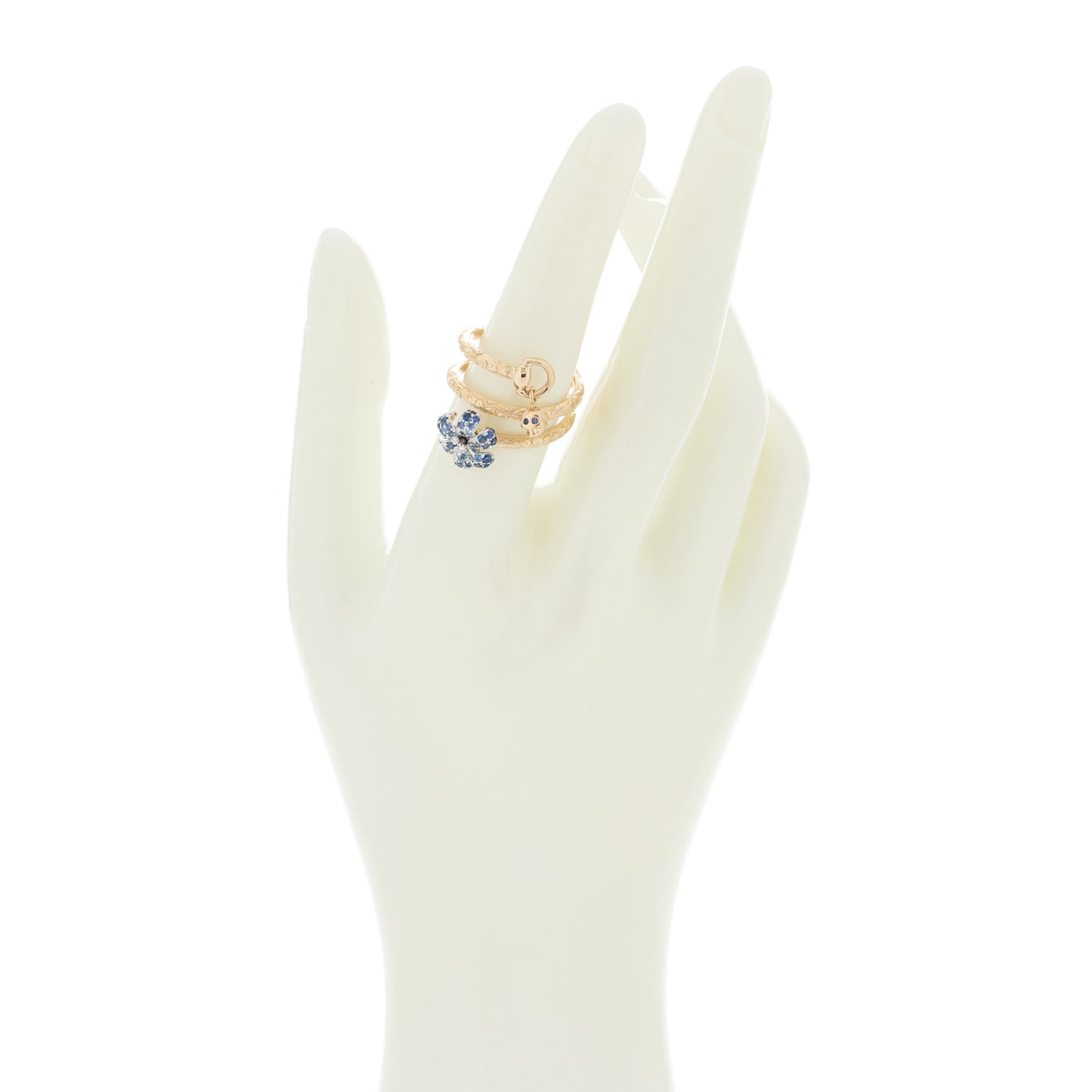 18K Yellow Gold Diamond Sapphire Flora Wrap Ring 54 6.75
