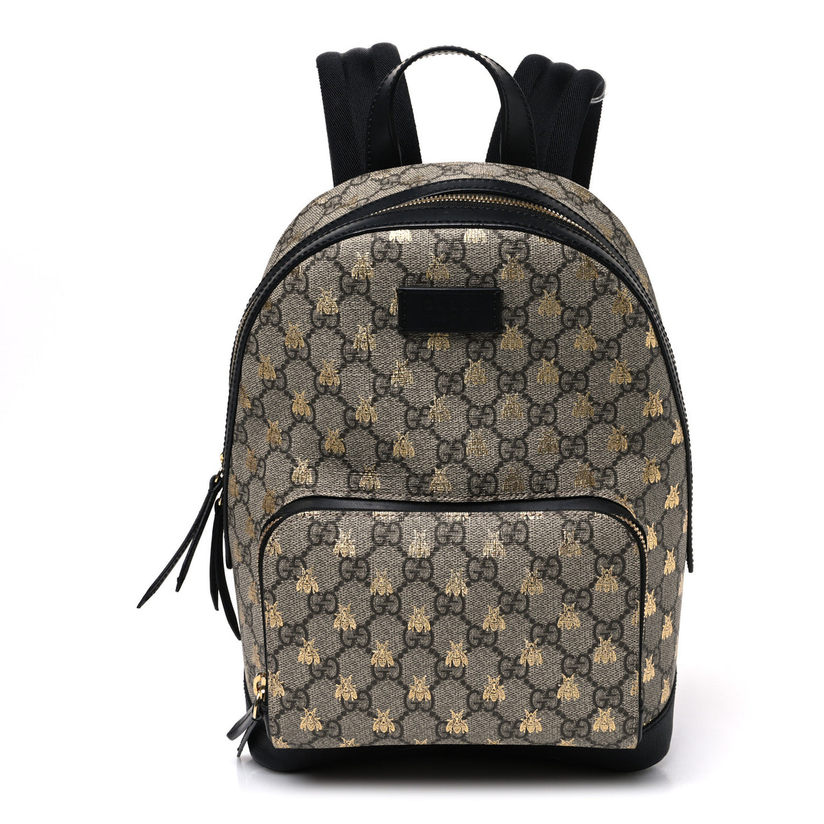 Gucci GG Supreme Monogram Bees Print Small Day Backpack Beige Oro Black 1 of 12
