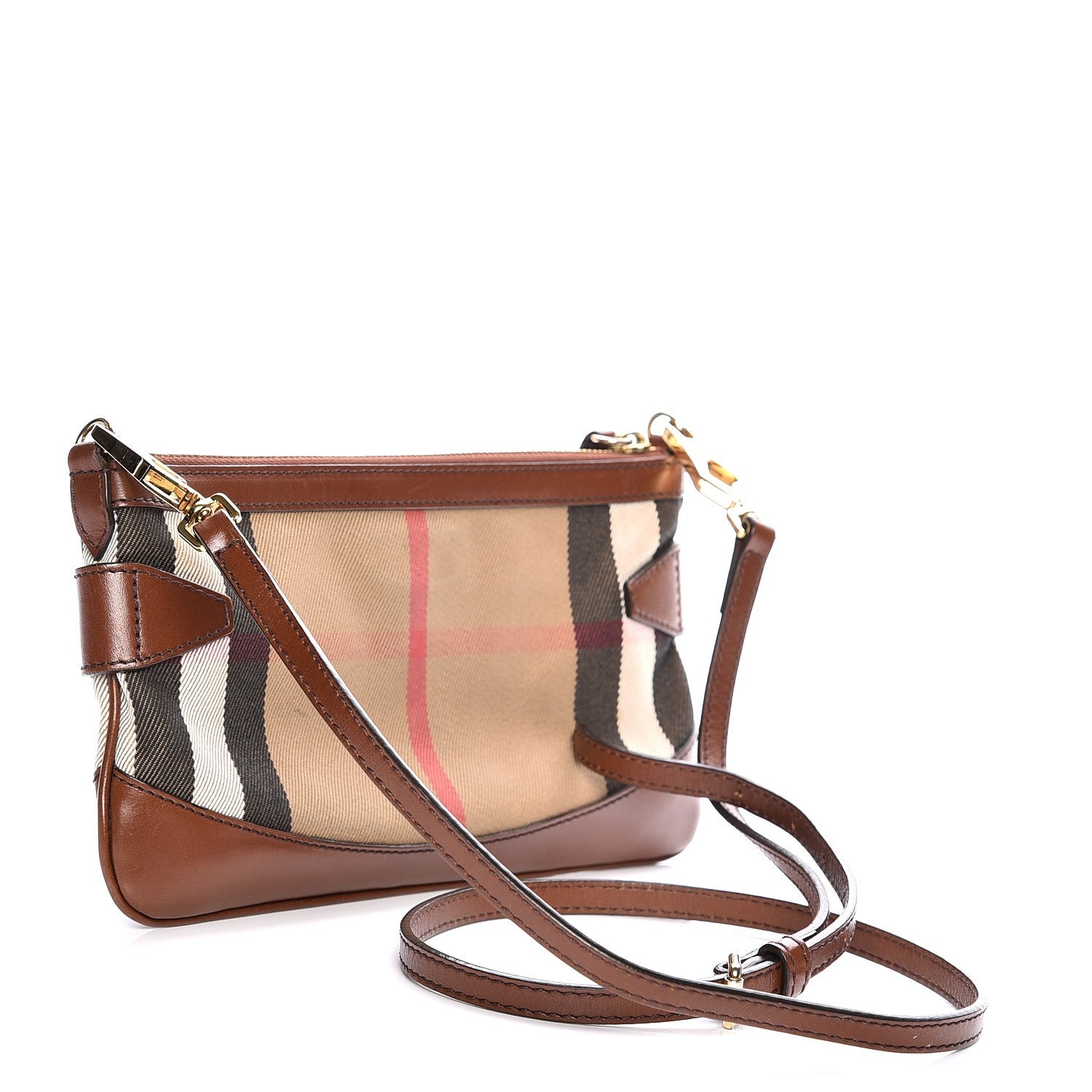 Burberry House Check Bridle Calfskin Peyton Crossbody Tan 3 of 7
