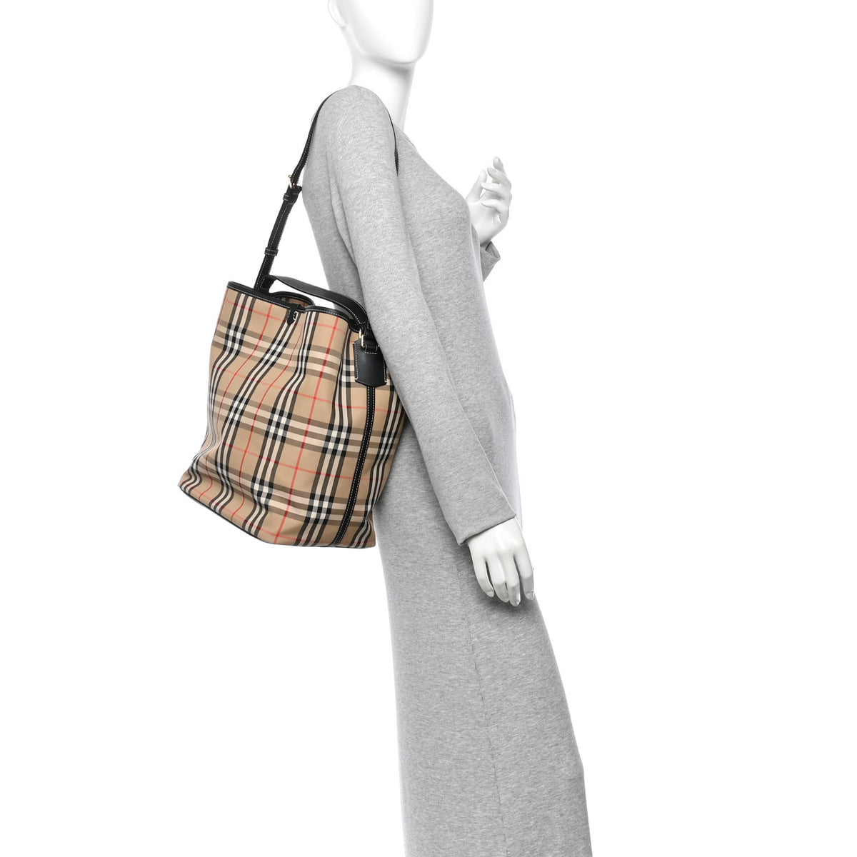Vintage Check Calfskin Ashby Bucket Bag Archive Beige