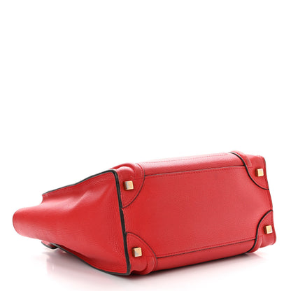 Celine Drummed Calfskin Micro Luggage Coquelicot 4 of 17