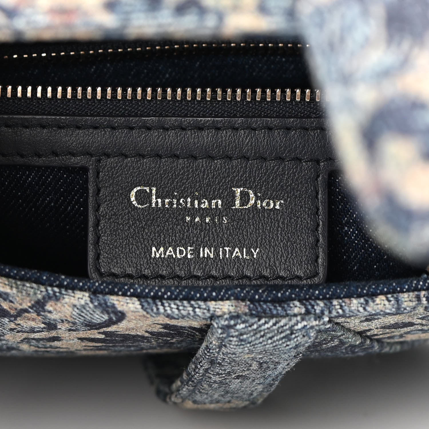 Christian Dior Denim Brocart Embroidered Saddle Bag Blue 6 of 8