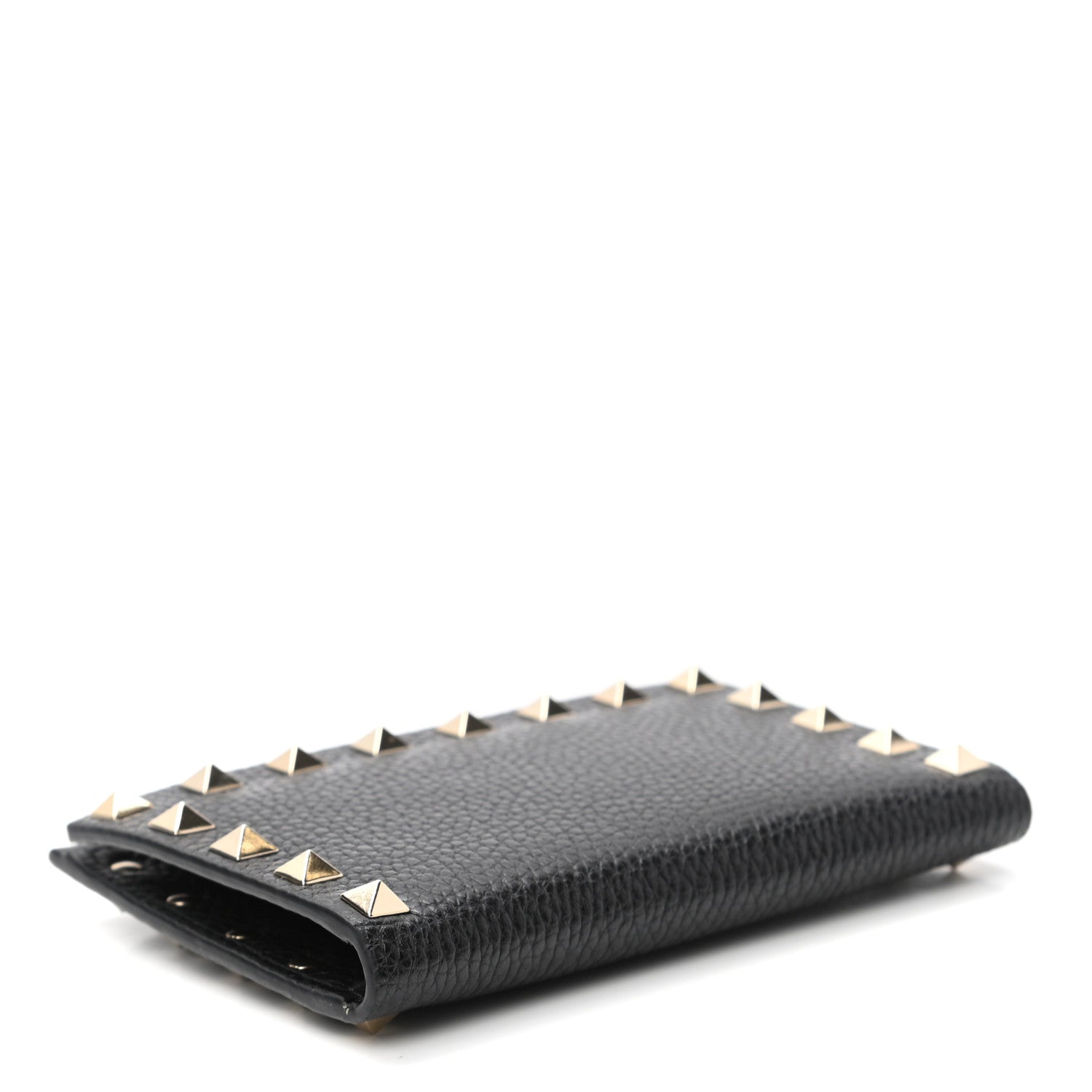 Valentino Garavani Pebbled Calfskin Rockstud Coin Case Card Holder Black 4 of 6