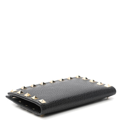 Valentino Garavani Pebbled Calfskin Rockstud Coin Case Card Holder Black 4 of 6