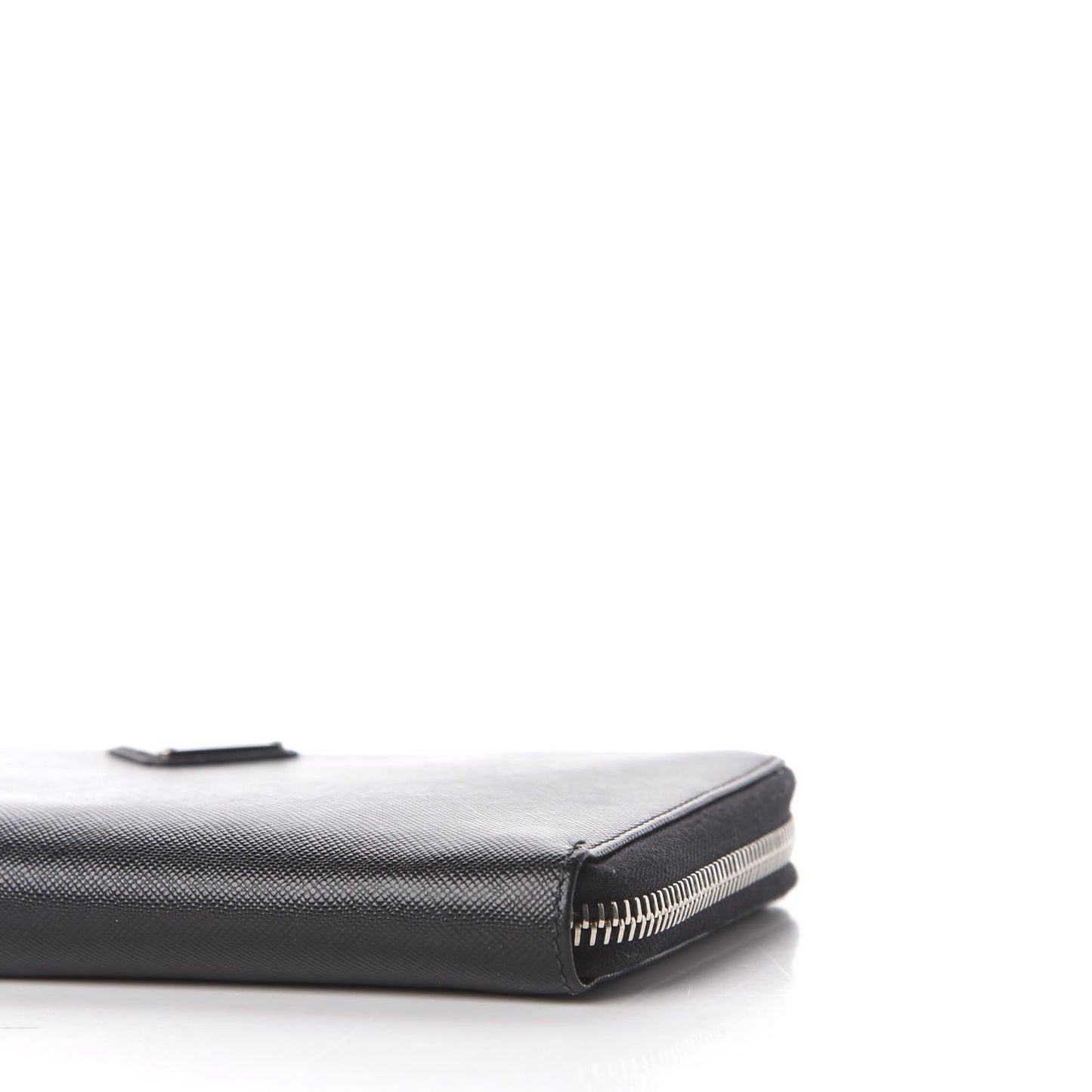 Saffiano Metal Large Zip Around Travel Wallet Black