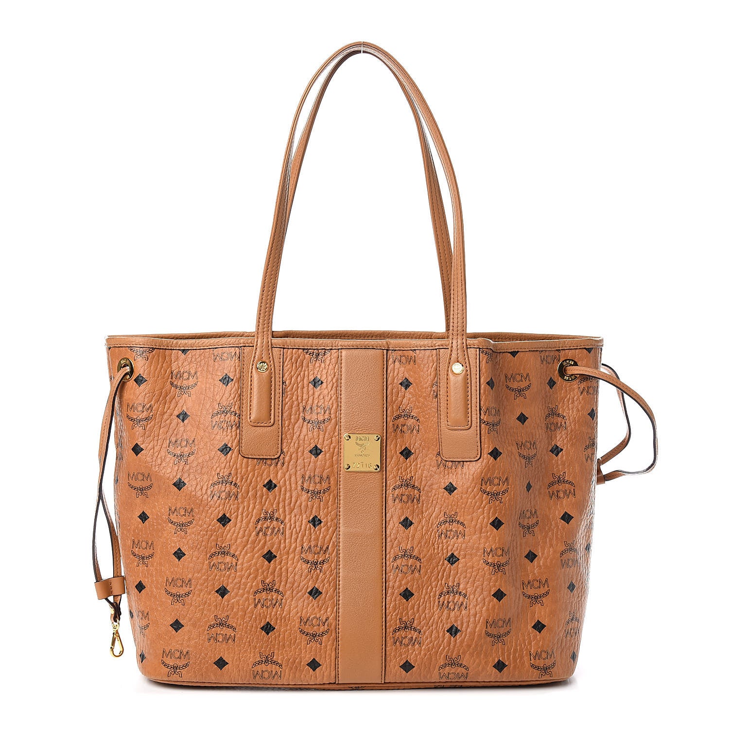 MCM Visetos Medium Liz Reversible Shopper Tote Cognac 1 of 15